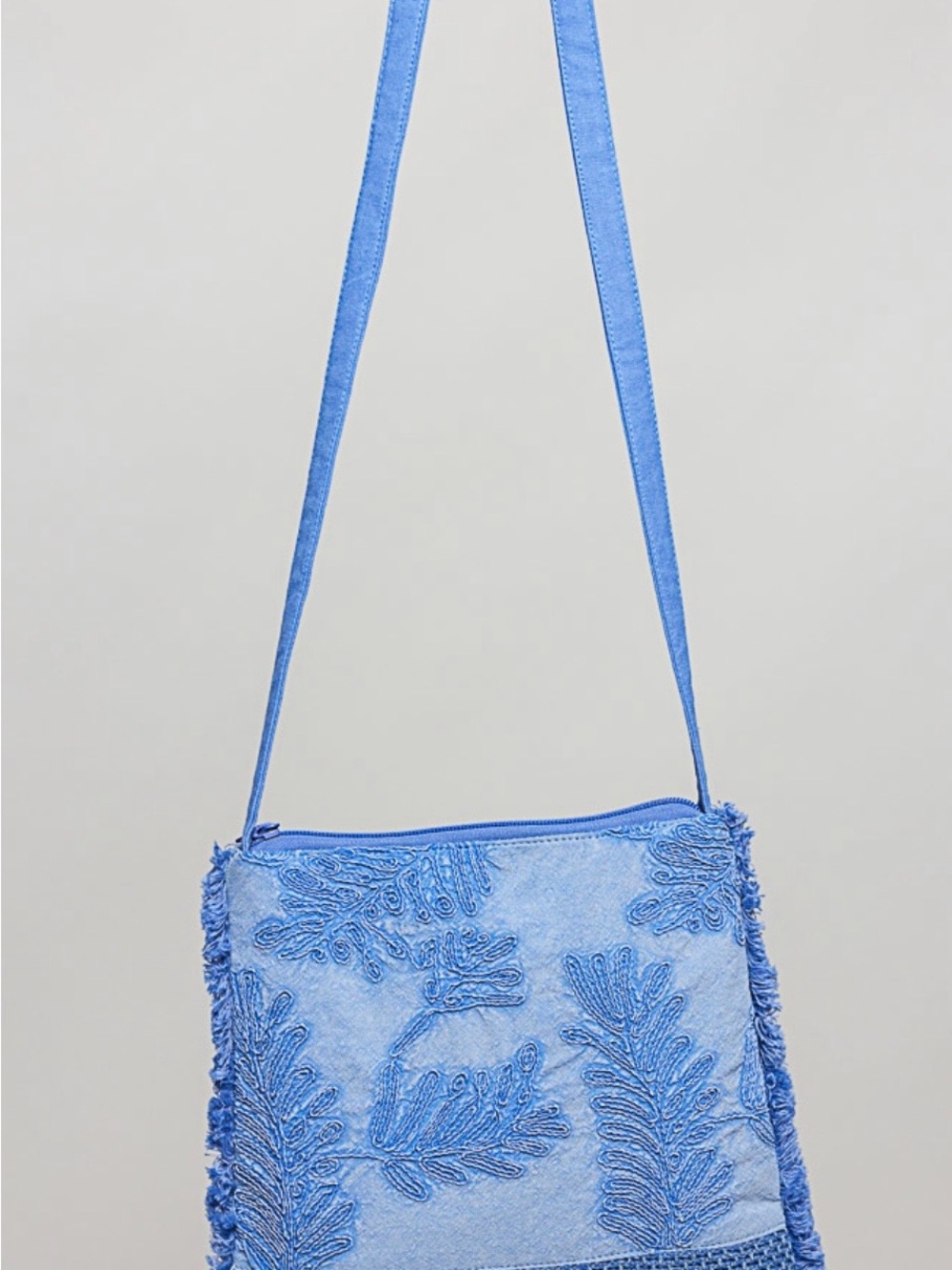 POL Light Blue Embroidered Tassel Crossbody Bag - Picture 2 of 4